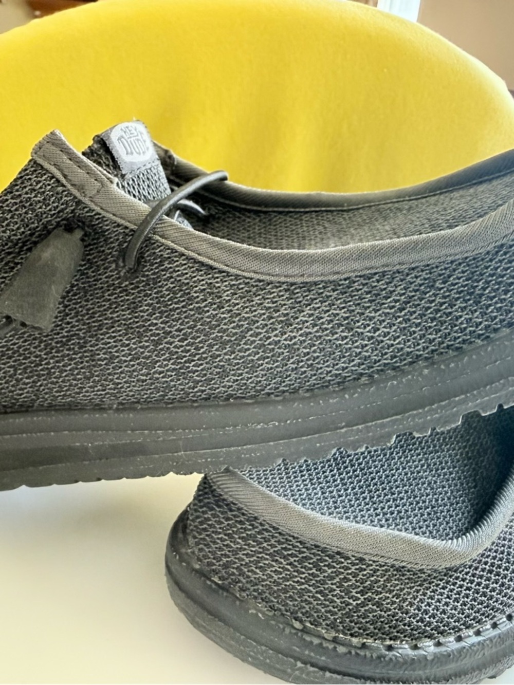 Hey Dude Black Knit Slip-On Loafers for Men